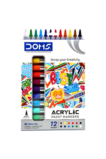 DOMS Acrylic Markers (Works well on Diverse Surfaces)